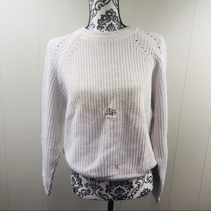 Vintage White Knit Chaus Distressed Sweater Size S